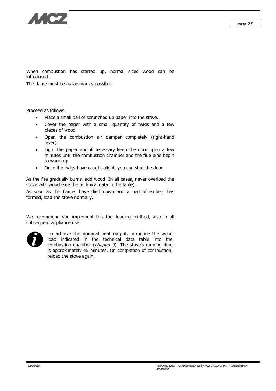 First start-up | MCZ Kasai User Manual | Page 25 / 30