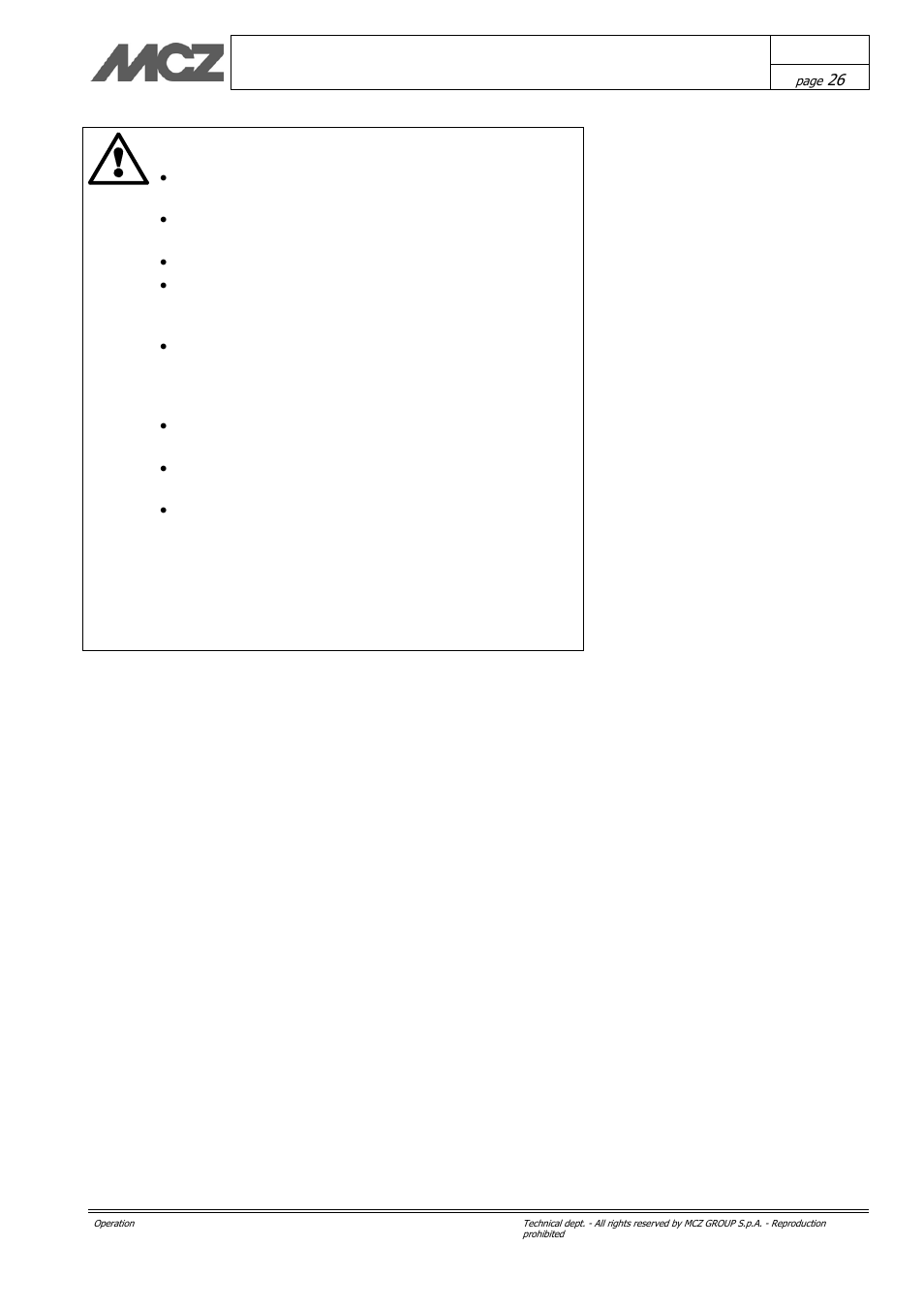 Caution | MCZ Kasai User Manual | Page 26 / 30