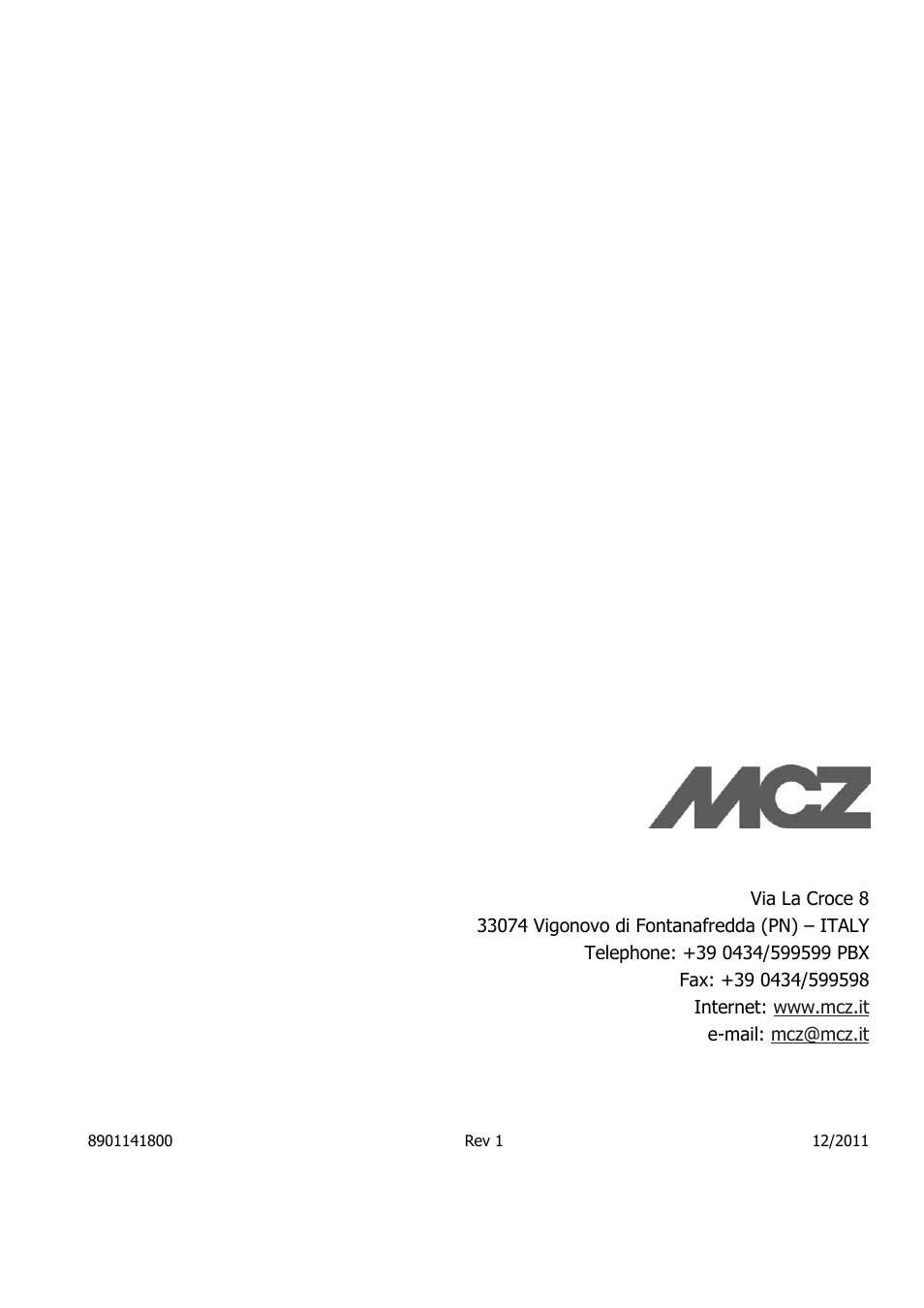 MCZ Kasai User Manual | Page 30 / 30