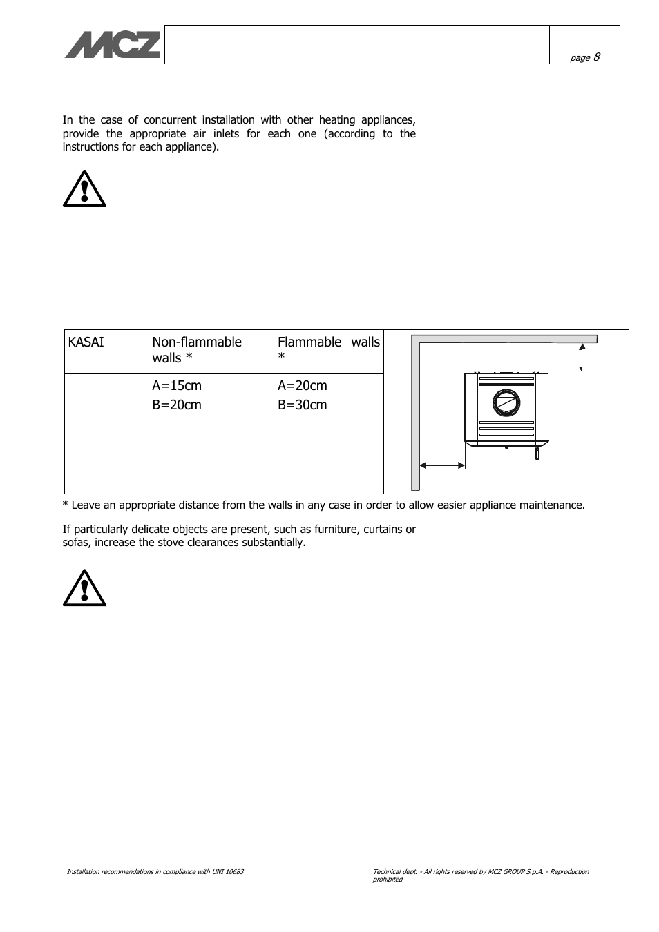 20 c m m in . 30 cm | MCZ Kasai User Manual | Page 8 / 30