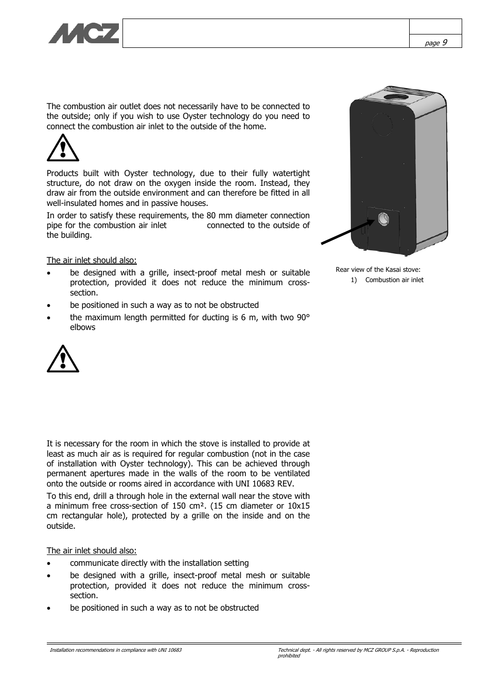 MCZ Kasai User Manual | Page 9 / 30