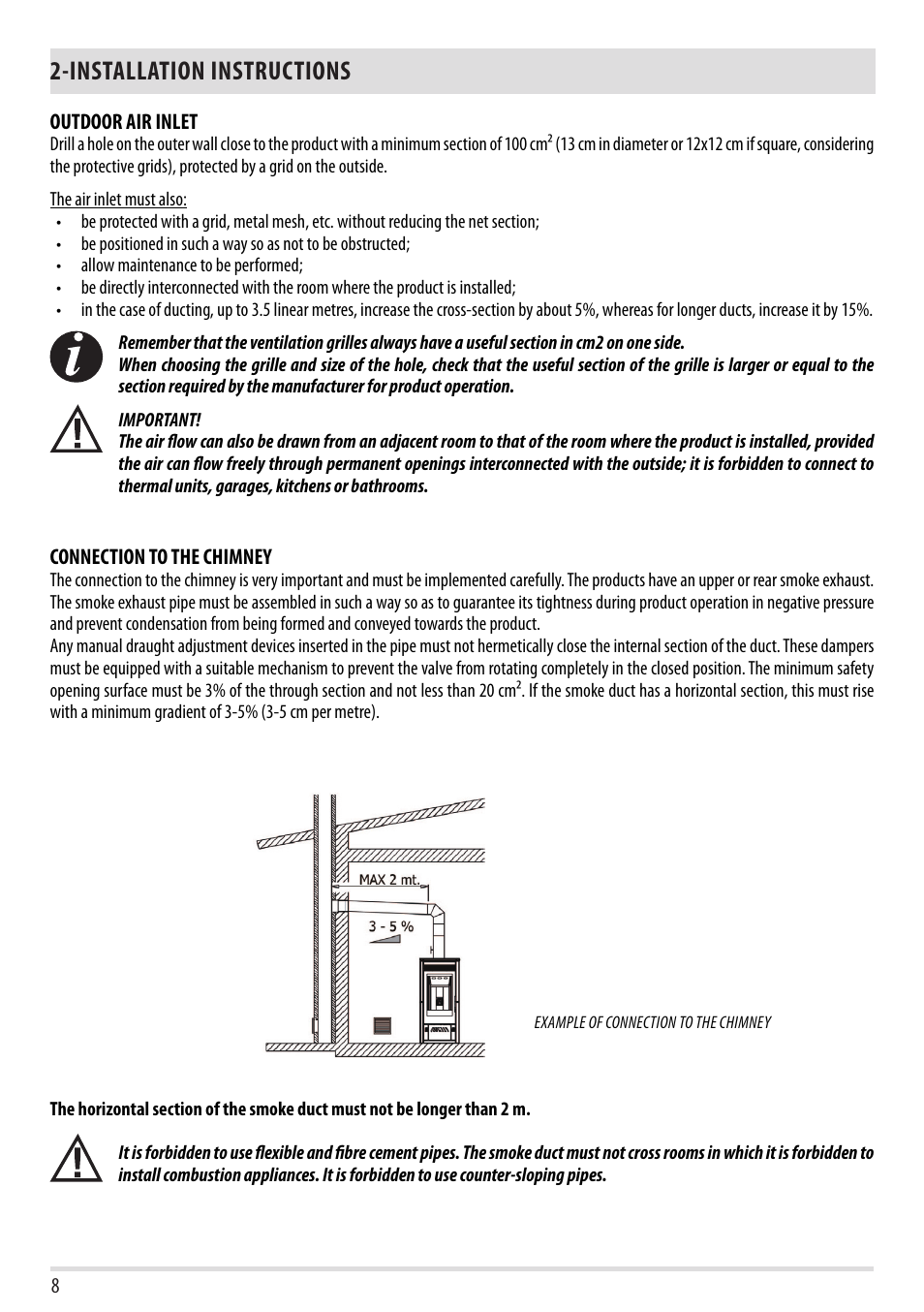 Installation instructions | MCZ Stripe Overnight User Manual | Page 10 / 36