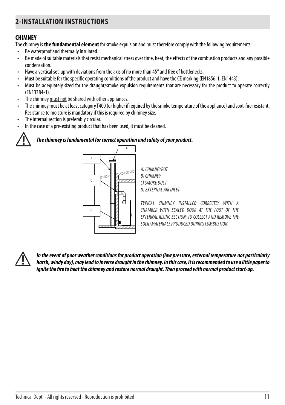 Installation instructions, Chimney | MCZ Stripe Overnight User Manual | Page 13 / 36