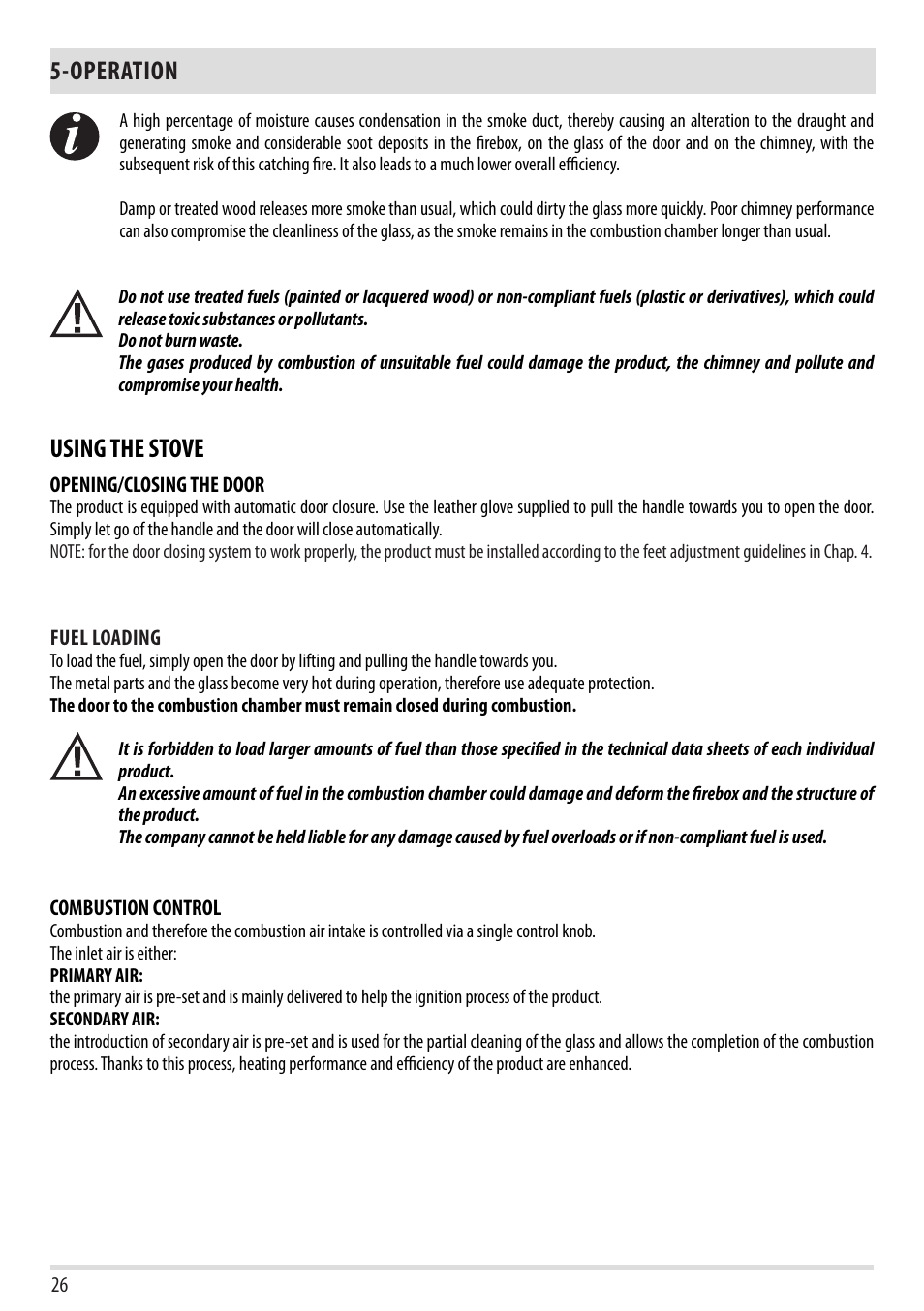 Operation, Using the stove | MCZ Stripe Overnight User Manual | Page 28 / 36