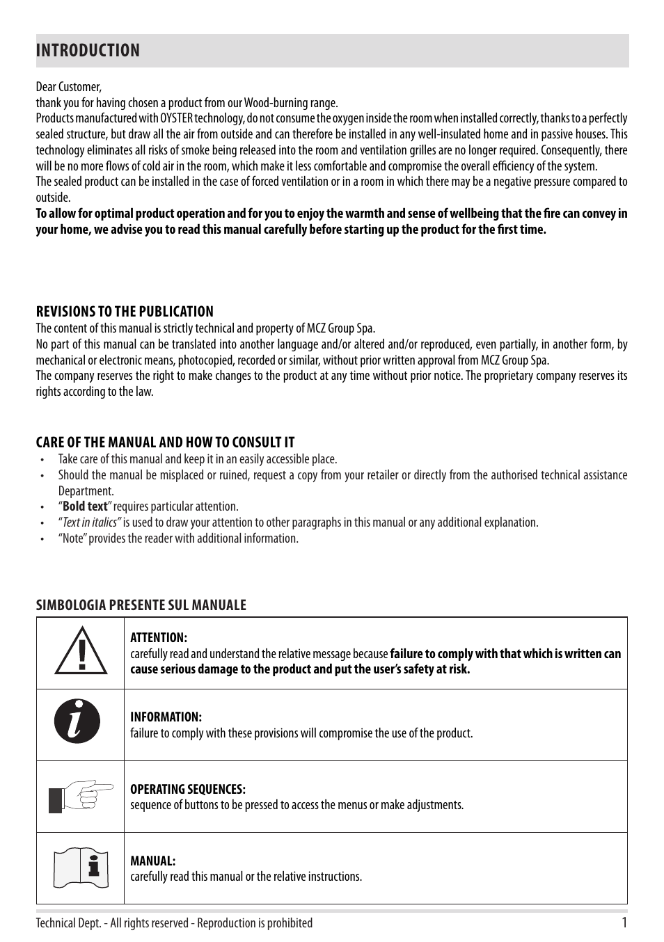 Introduction | MCZ Stripe Overnight User Manual | Page 3 / 36