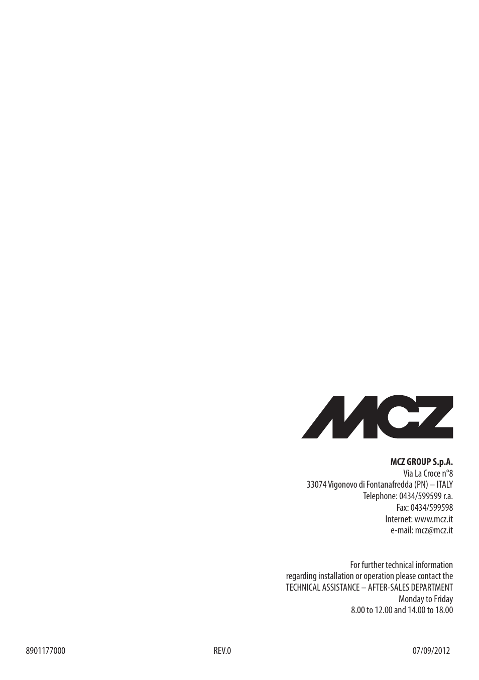 MCZ Stripe Overnight User Manual | Page 36 / 36