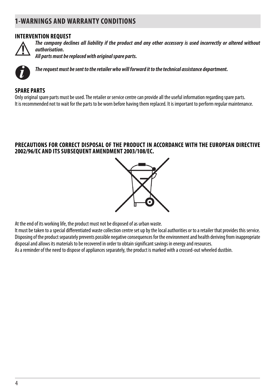Warnings and warranty conditions | MCZ Stripe Overnight User Manual | Page 6 / 36