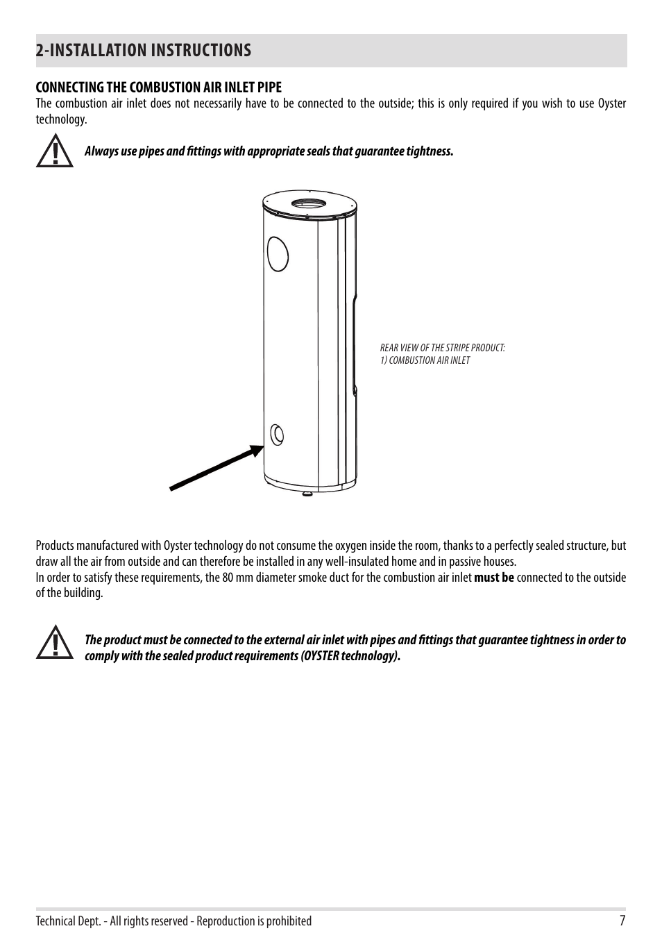Installation instructions | MCZ Stripe Overnight User Manual | Page 9 / 36