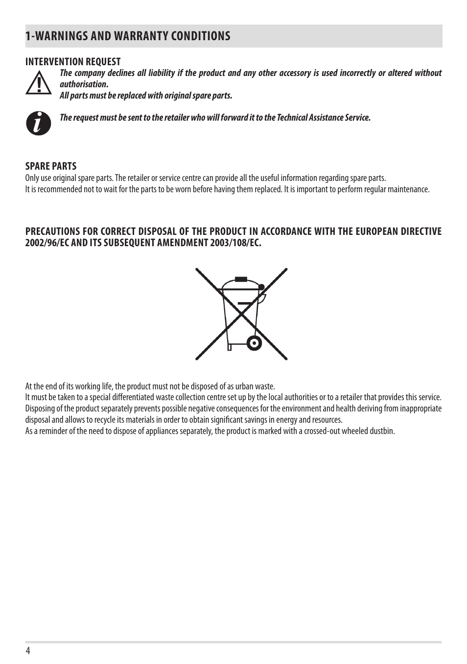 Warnings and warranty conditions | MCZ Stub User Manual | Page 6 / 48