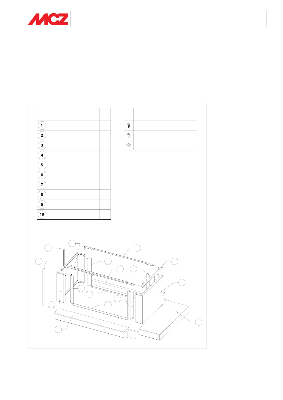 Assembly of gaudi’ cladding, Gaudi’ forma purob95 cladding components, Gaudi' senza vano | MCZ Gaudi User Manual | Page 7 / 35