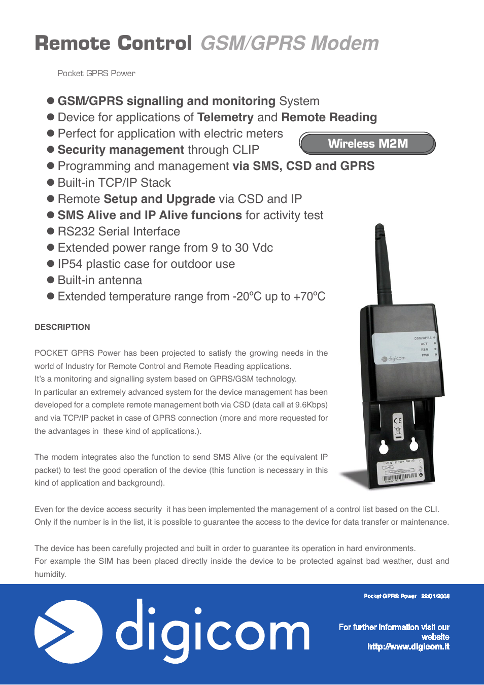 Digicom Pocket GPRS Power User Manual | 2 pages