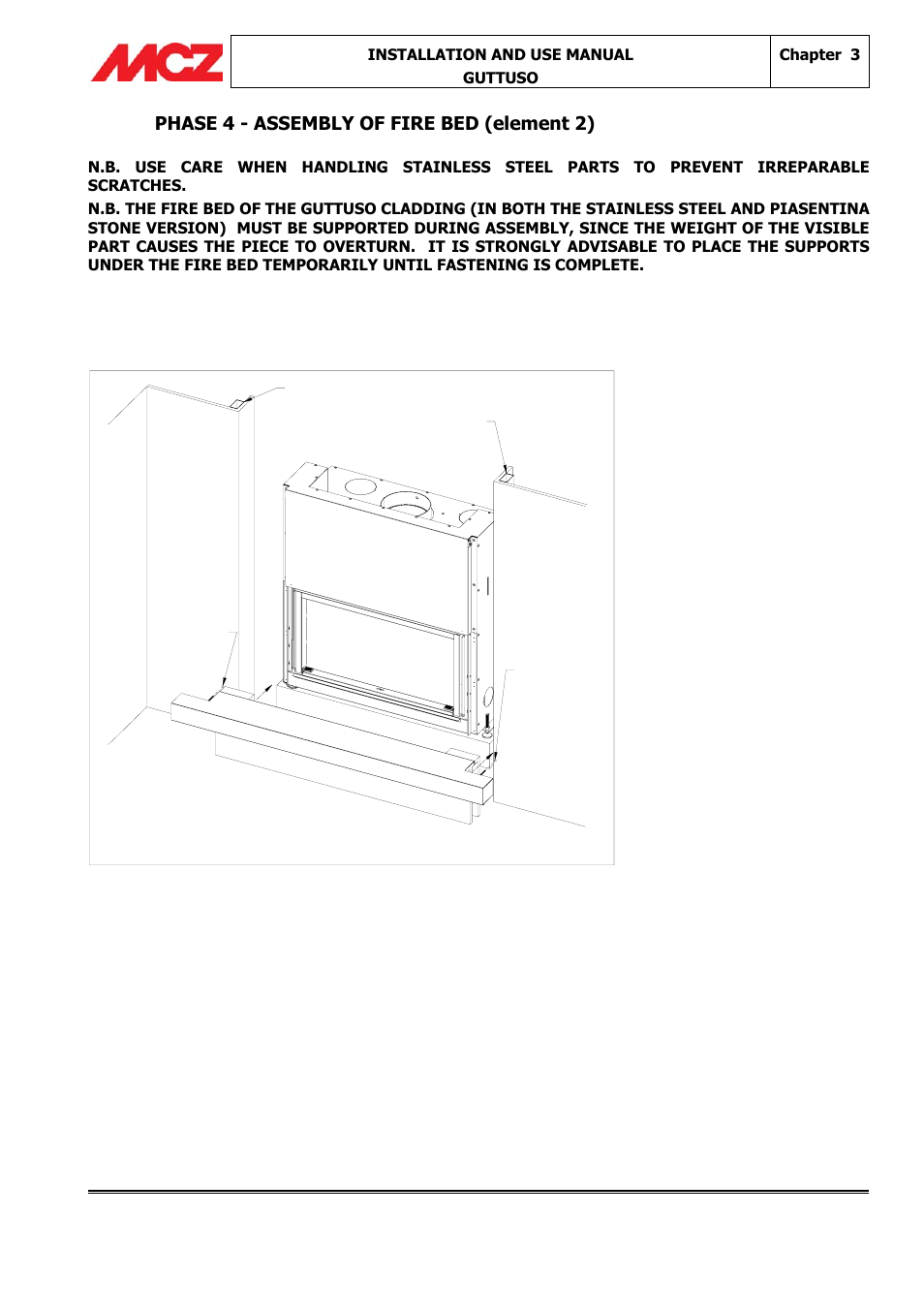 Phase 4 - assembly of fire bed (element 2) | MCZ Guttuso User Manual | Page 10 / 16