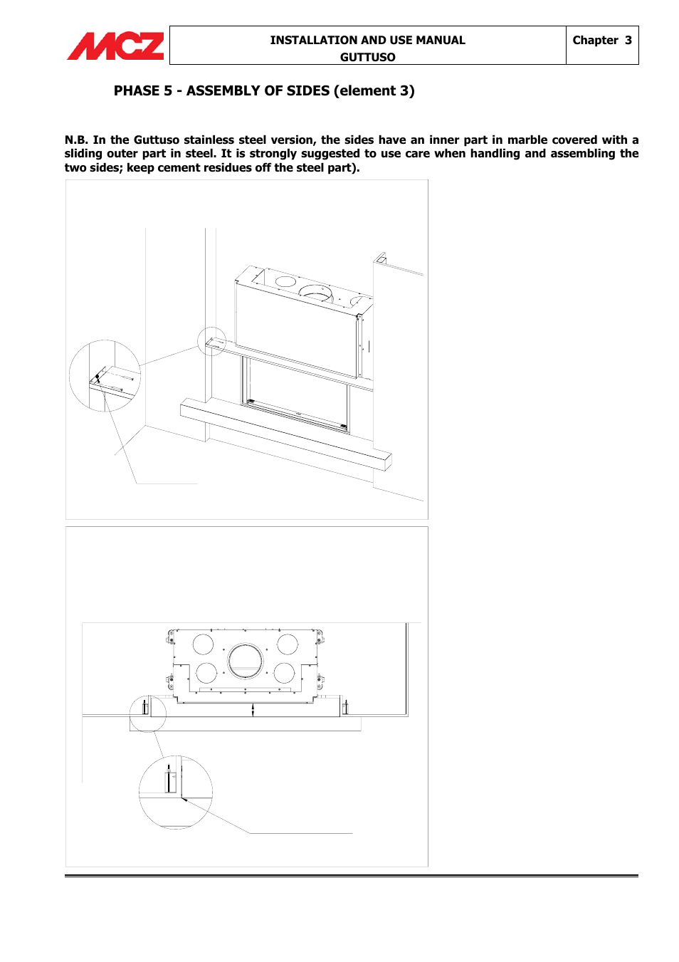 Phase 5 - assembly of sides (element 3) | MCZ Guttuso User Manual | Page 12 / 16