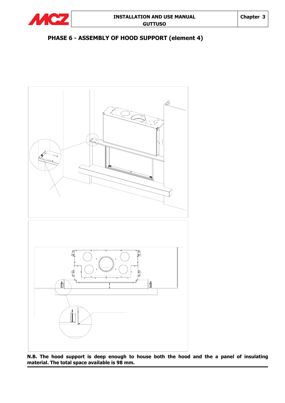 Phase 6 - assembly of hood support (element 4) | MCZ Guttuso User Manual | Page 13 / 16