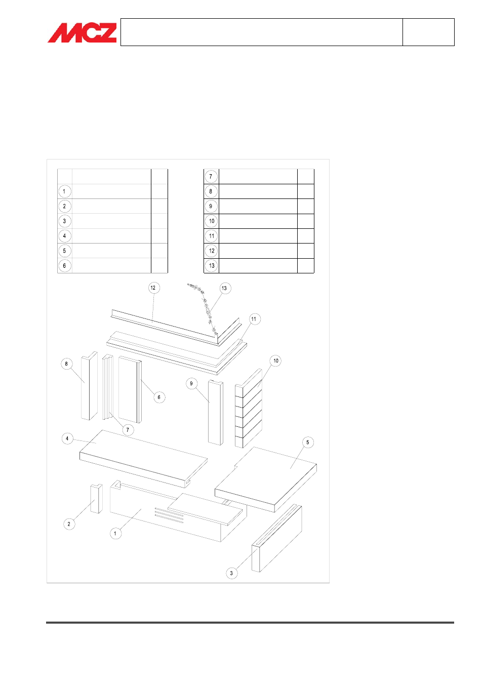 Magritte cladding assembly, Magritte cladding components | MCZ Magritte User Manual | Page 6 / 18