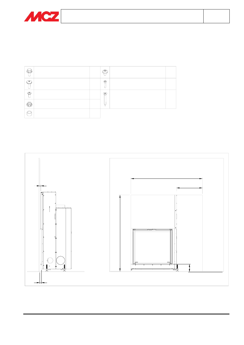 Assembly of matisse cladding, Table of screws, Preparation of wall | MCZ Matisse User Manual | Page 6 / 14