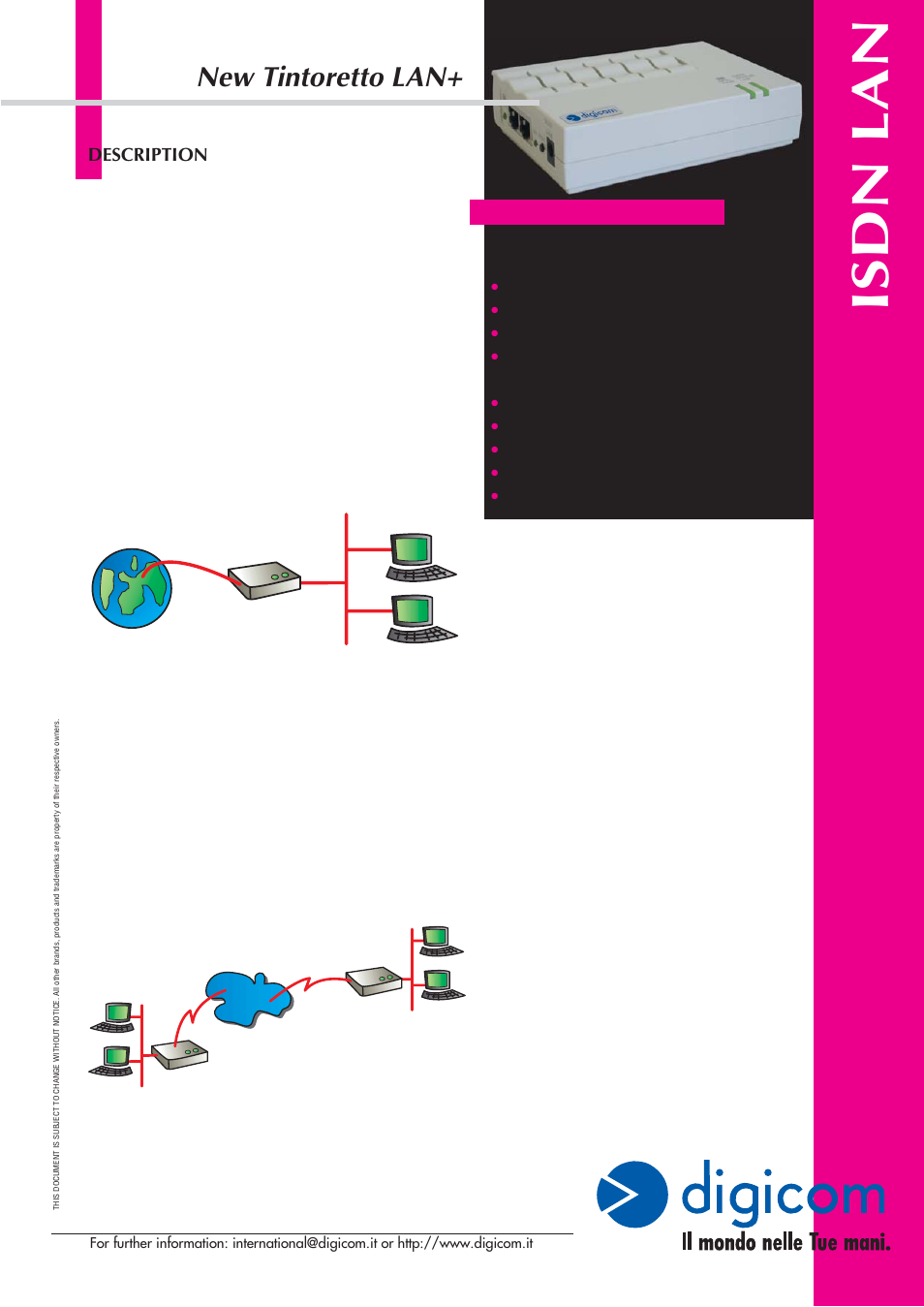 Digicom Tintoretto LAN Plus ISDN LAN Modem User Manual | 1 page