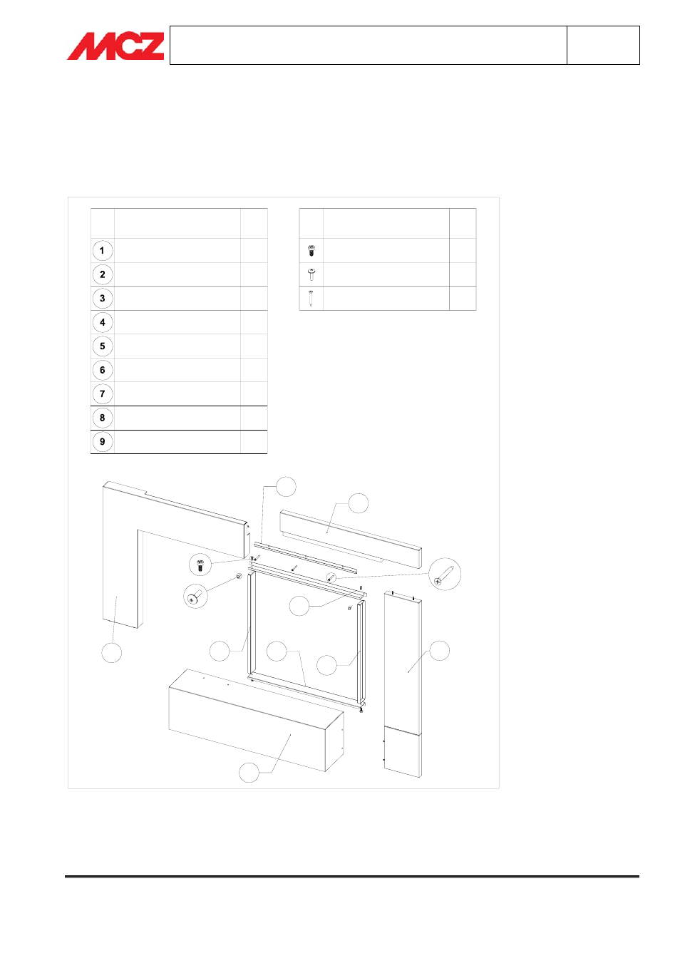 Mondrian cladding installation, Mondrian cladding components | MCZ Mondrian User Manual | Page 6 / 18