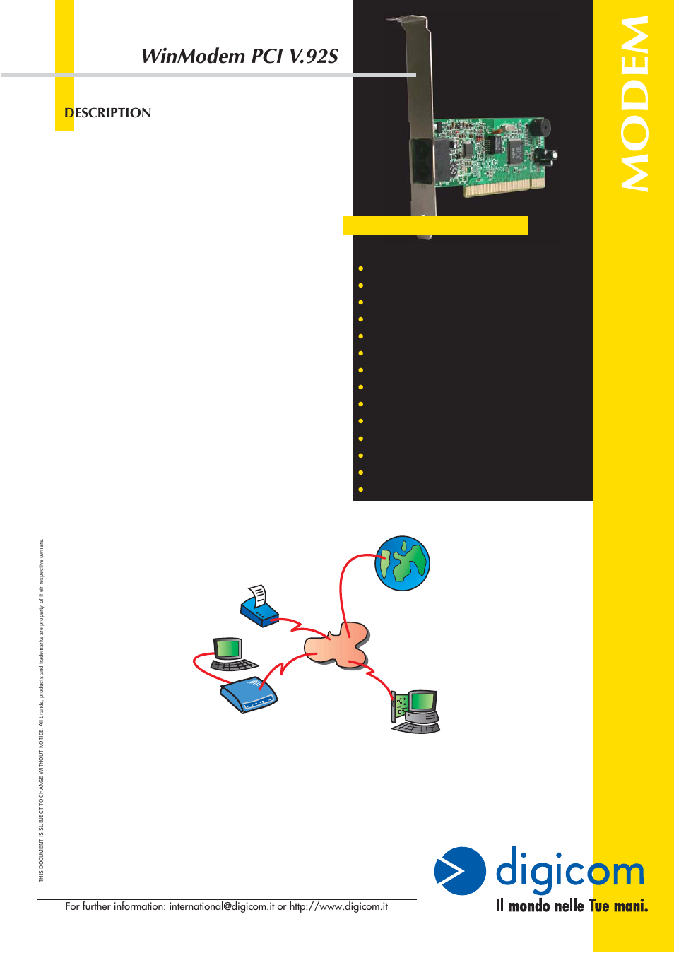 Digicom WinModem PCI V.92S User Manual | 1 page