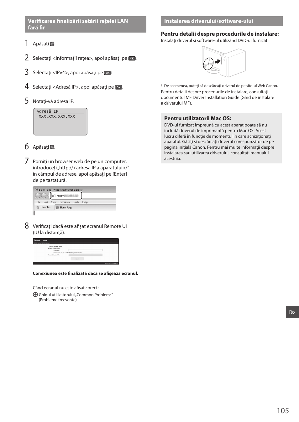 Instalarea driverului/ software-ului | Canon i-SENSYS MF244dw User Manual | Page 105 / 124