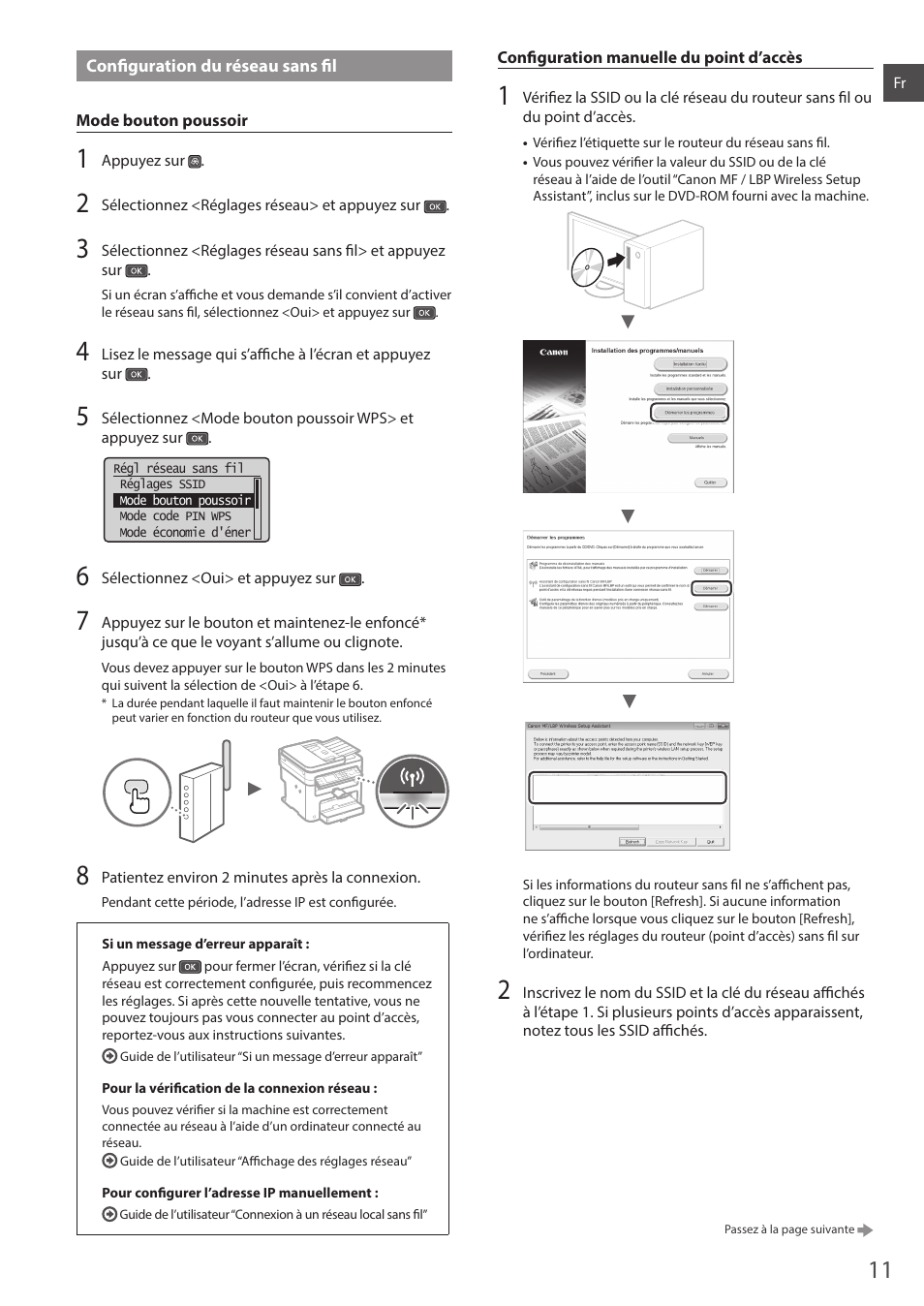 Confi guration du réseau sans fi l | Canon i-SENSYS MF244dw User Manual | Page 11 / 124