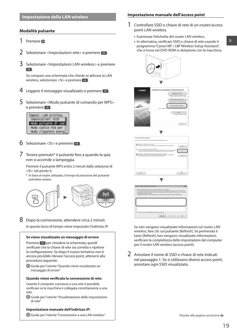 Impostazione della lan wireless | Canon i-SENSYS MF244dw User Manual | Page 19 / 124