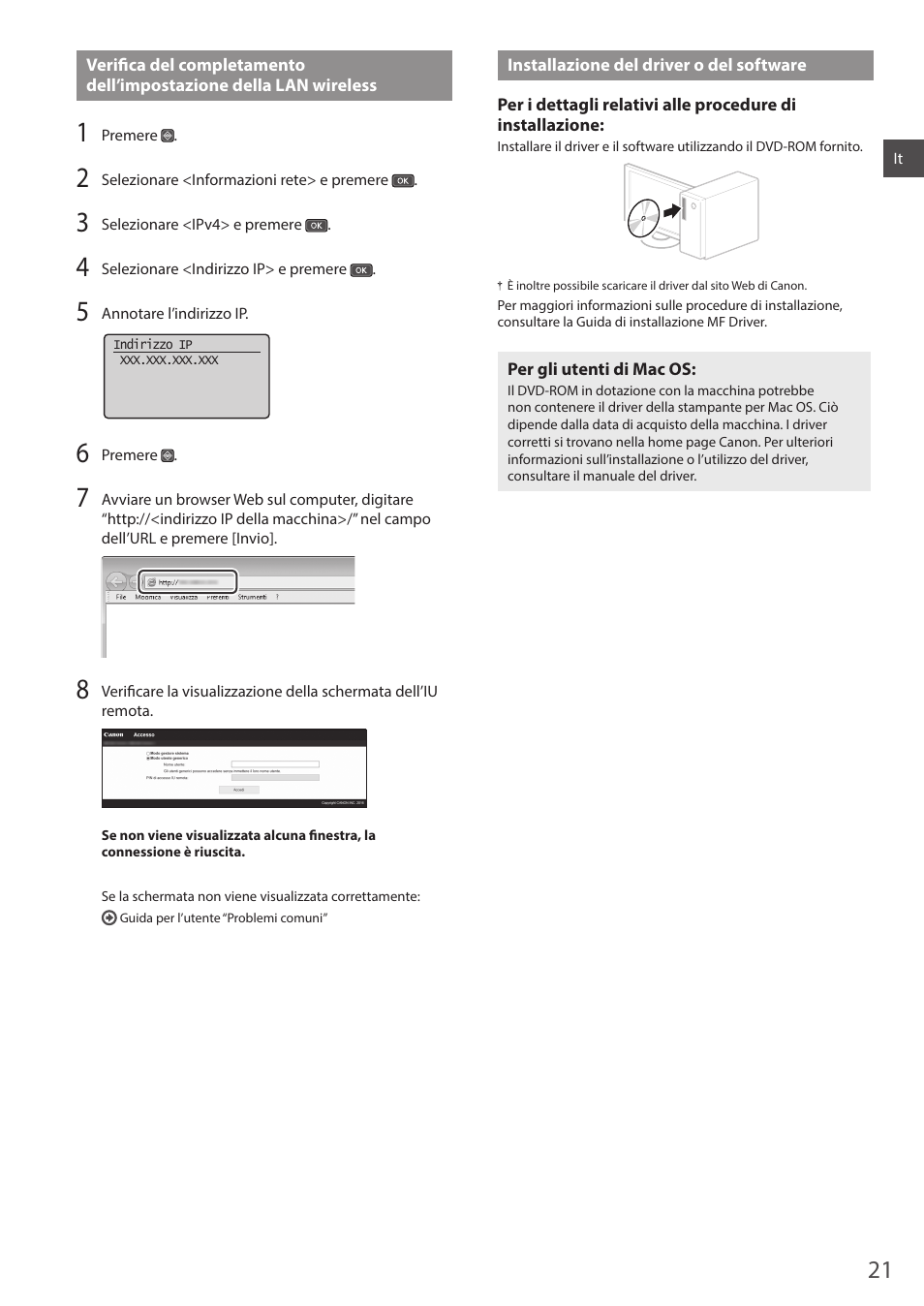 Installazione del driver o del software | Canon i-SENSYS MF244dw User Manual | Page 21 / 124