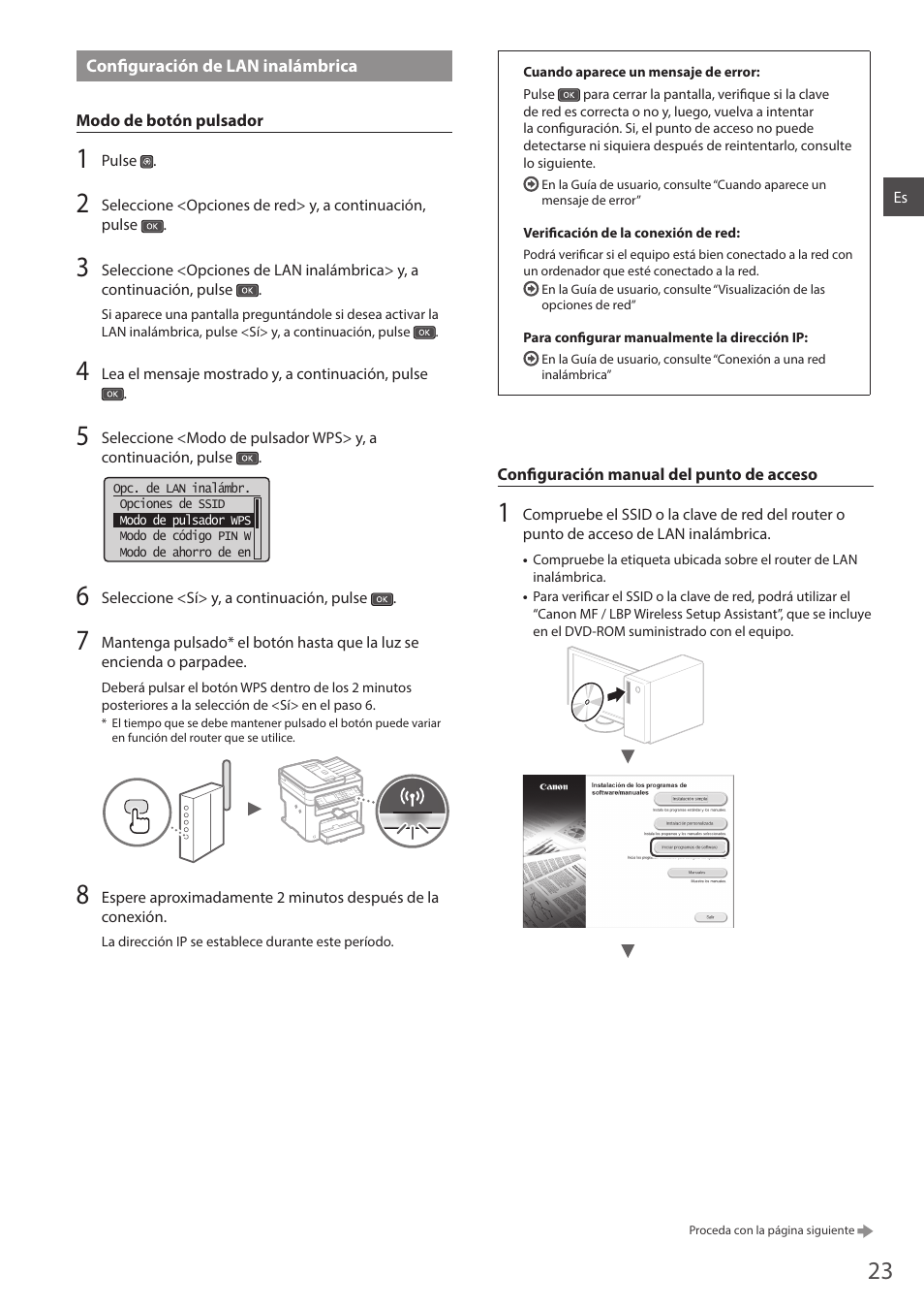 Confi guración de lan inalámbrica | Canon i-SENSYS MF244dw User Manual | Page 23 / 124