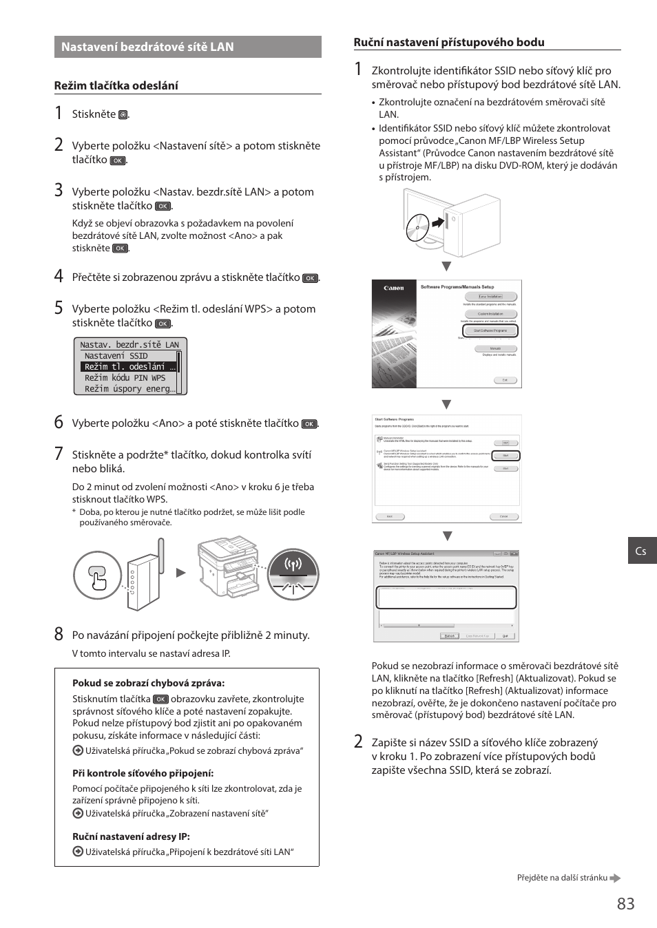 Nastavení bezdrátové sítě lan | Canon i-SENSYS MF244dw User Manual | Page 83 / 124