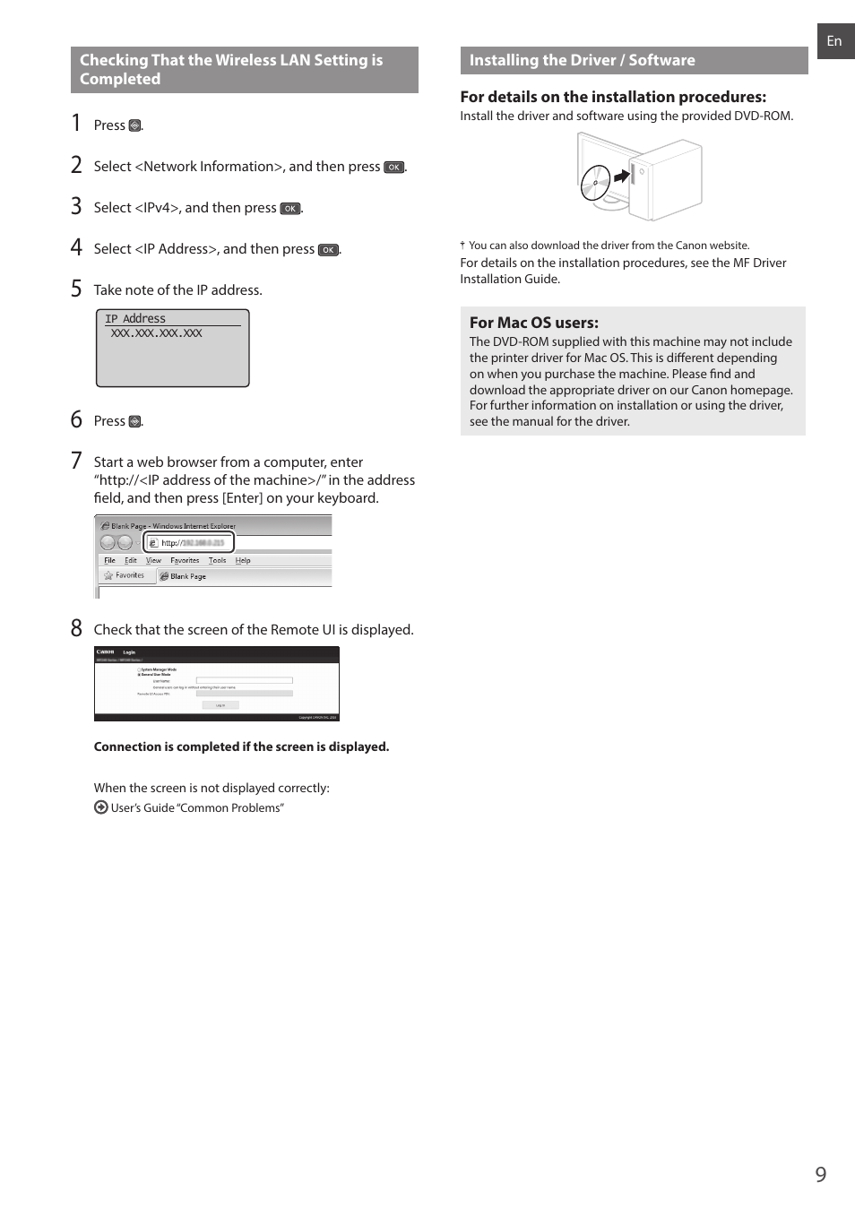 Installing the driver / software | Canon i-SENSYS MF244dw User Manual | Page 9 / 124