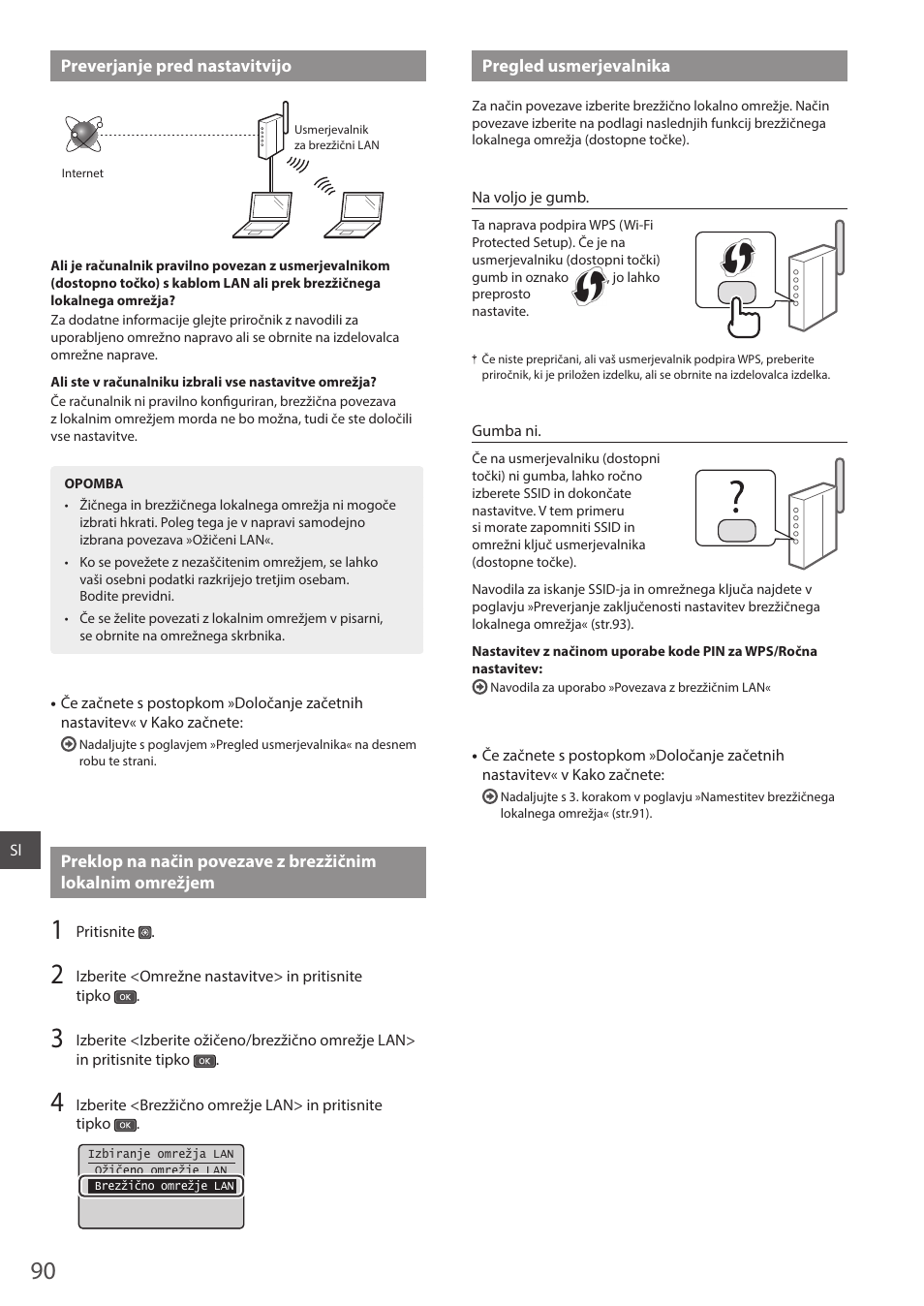 Preverjanje pred nastavitvijo, Pregled usmerjevalnika | Canon i-SENSYS MF244dw User Manual | Page 90 / 124