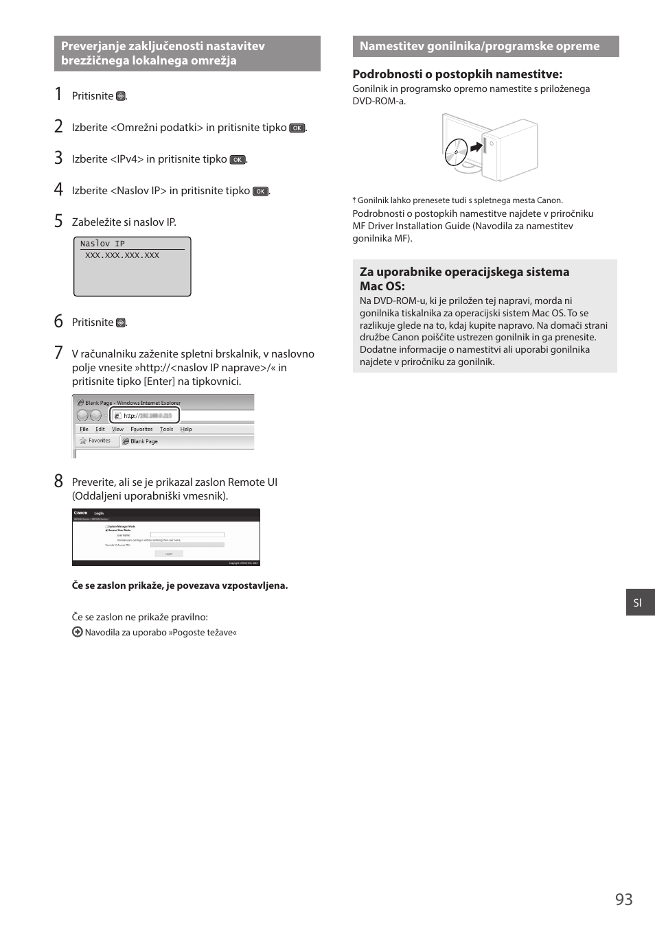 Namestitev gonilnika/programske opreme | Canon i-SENSYS MF244dw User Manual | Page 93 / 124