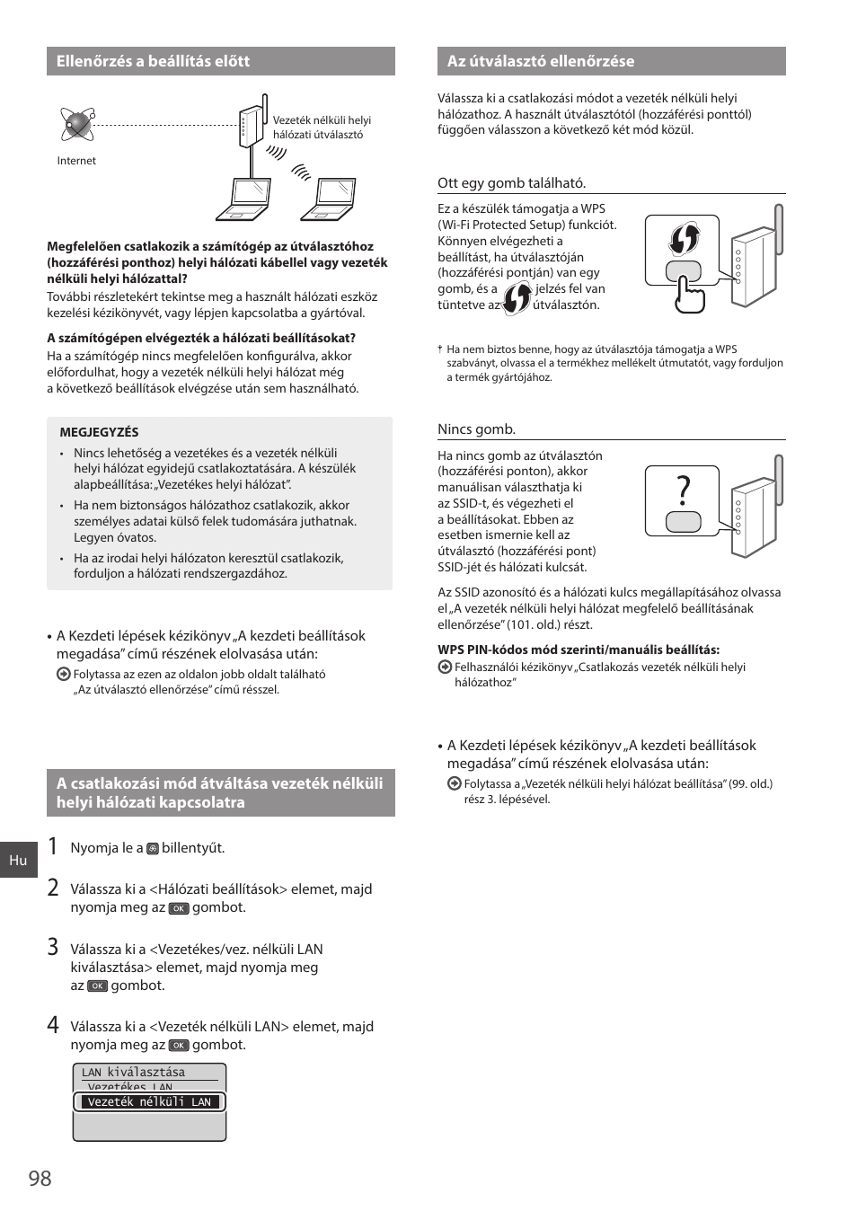 Ellenőrzés a beállítás előtt, Az útválasztó ellenőrzése | Canon i-SENSYS MF244dw User Manual | Page 98 / 124