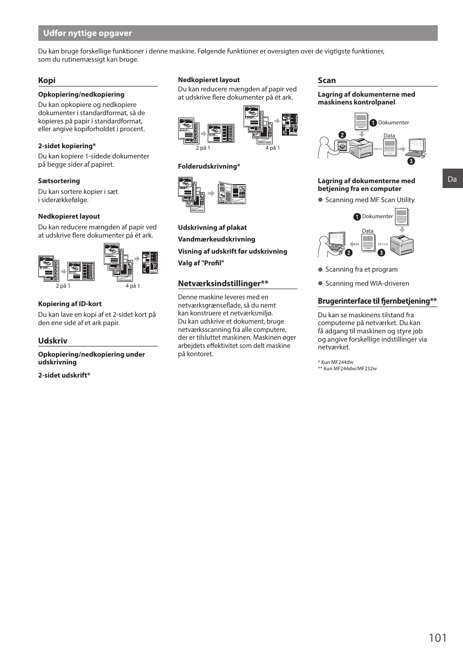 Udfør nyttige opgaver | Canon i-SENSYS MF244dw User Manual | Page 101 / 308