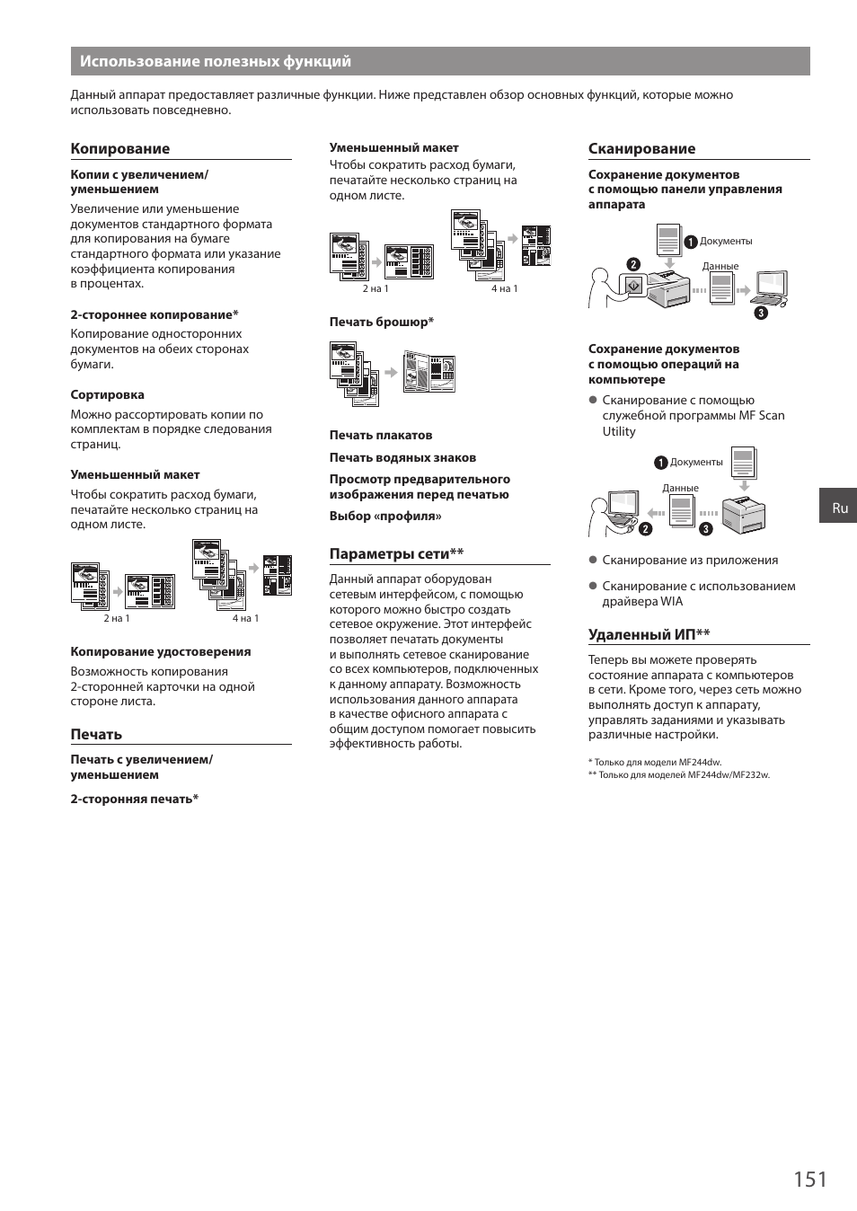 Использование полезных функций | Canon i-SENSYS MF244dw User Manual | Page 151 / 308