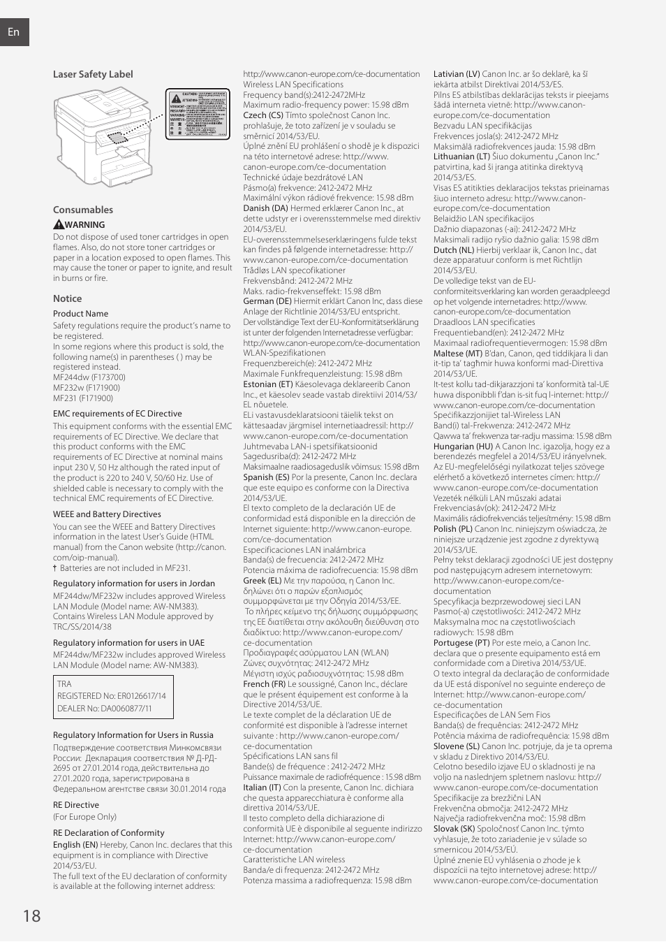 Canon i-SENSYS MF244dw User Manual | Page 18 / 308