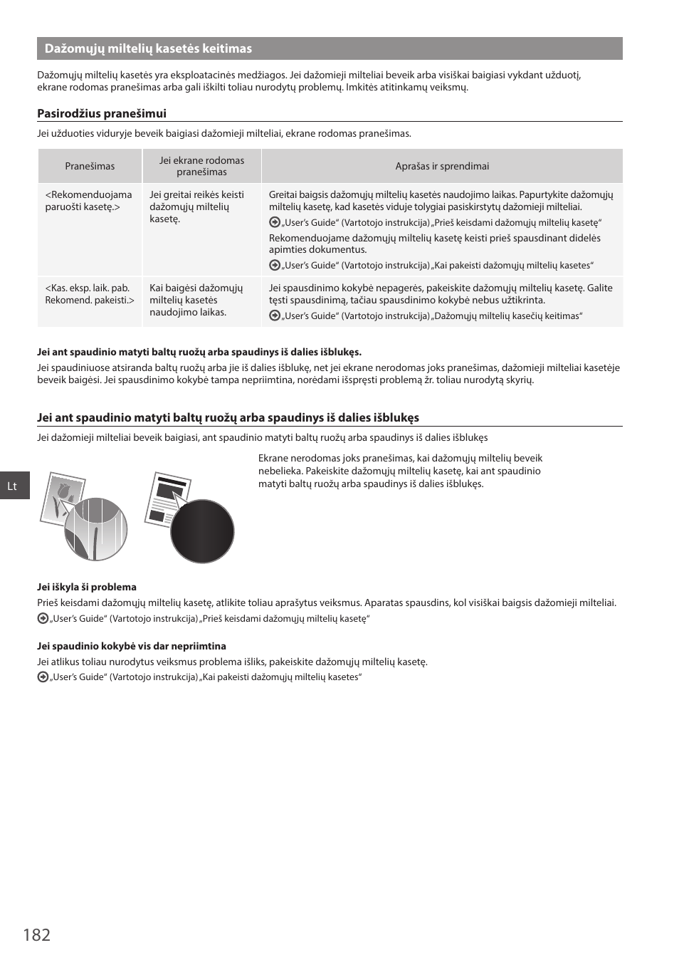 Dažomųjų miltelių kasetės keitimas | Canon i-SENSYS MF244dw User Manual | Page 182 / 308