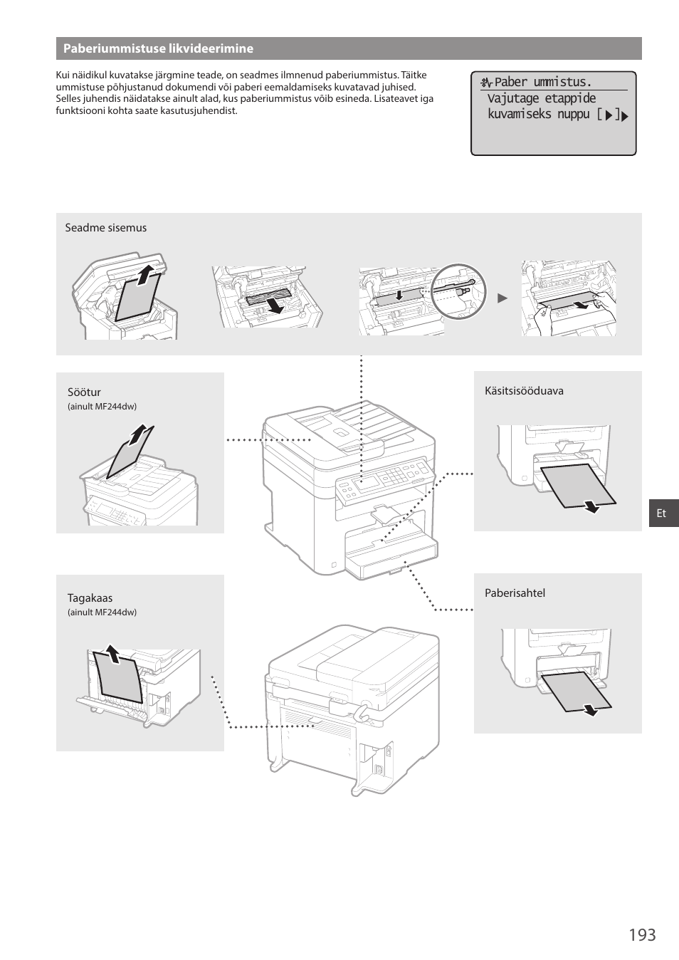 Paberiummistuse likvideerimine | Canon i-SENSYS MF244dw User Manual | Page 193 / 308