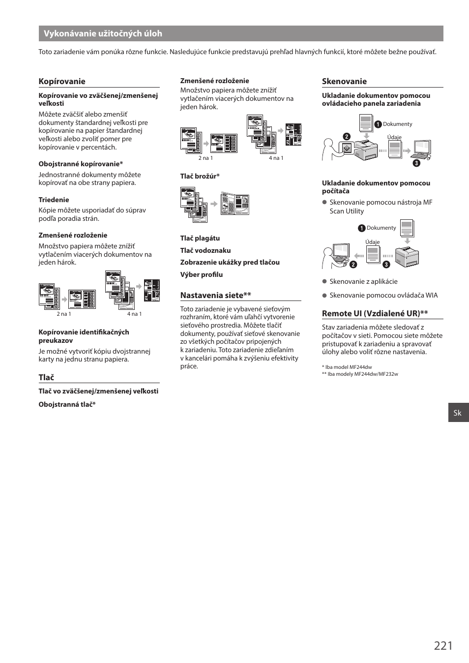 Vykonávanie užitočných úloh | Canon i-SENSYS MF244dw User Manual | Page 221 / 308