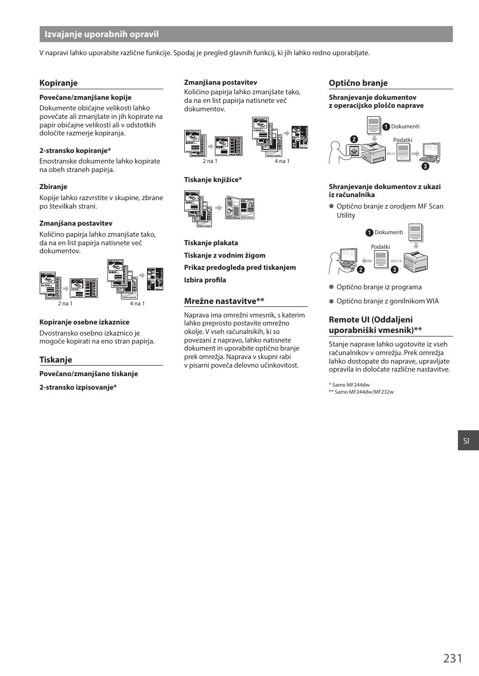 Izvajanje uporabnih opravil | Canon i-SENSYS MF244dw User Manual | Page 231 / 308