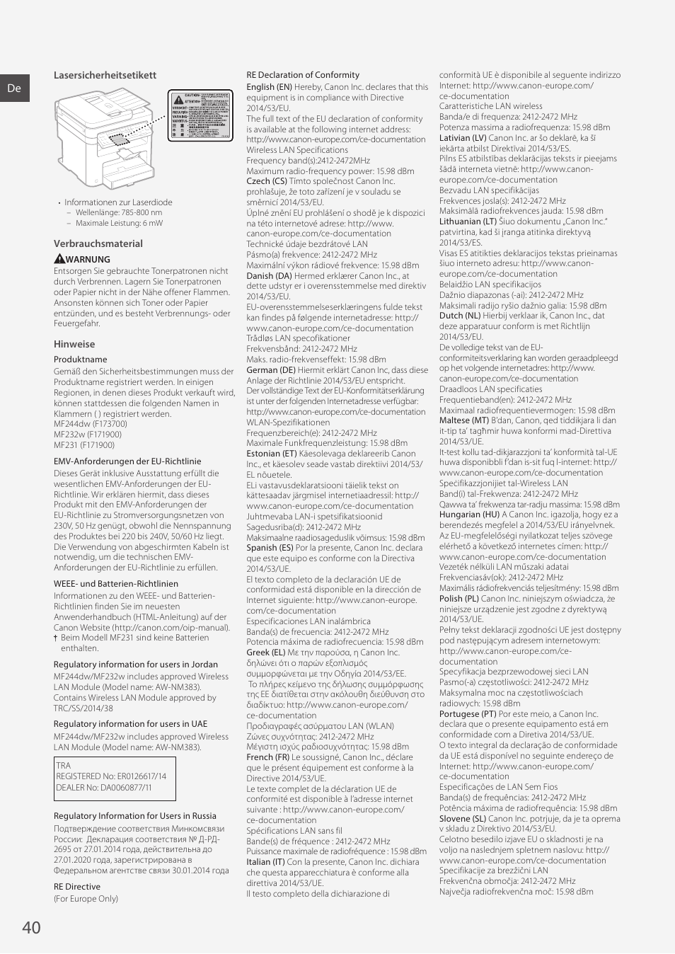 Canon i-SENSYS MF244dw User Manual | Page 40 / 308