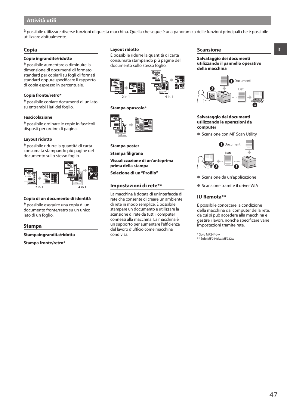 Attività utili | Canon i-SENSYS MF244dw User Manual | Page 47 / 308