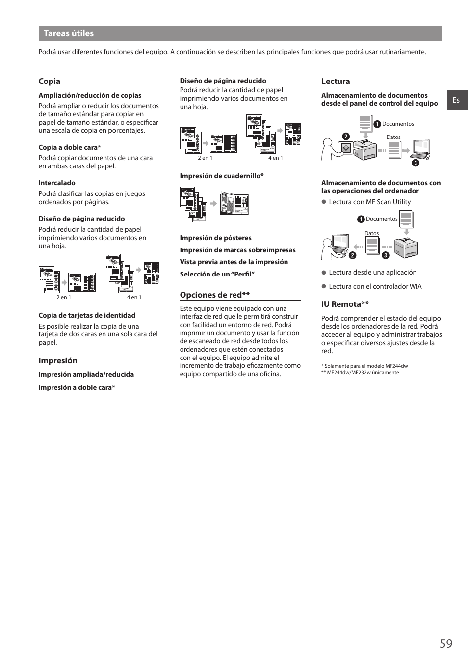 Tareas útiles | Canon i-SENSYS MF244dw User Manual | Page 59 / 308