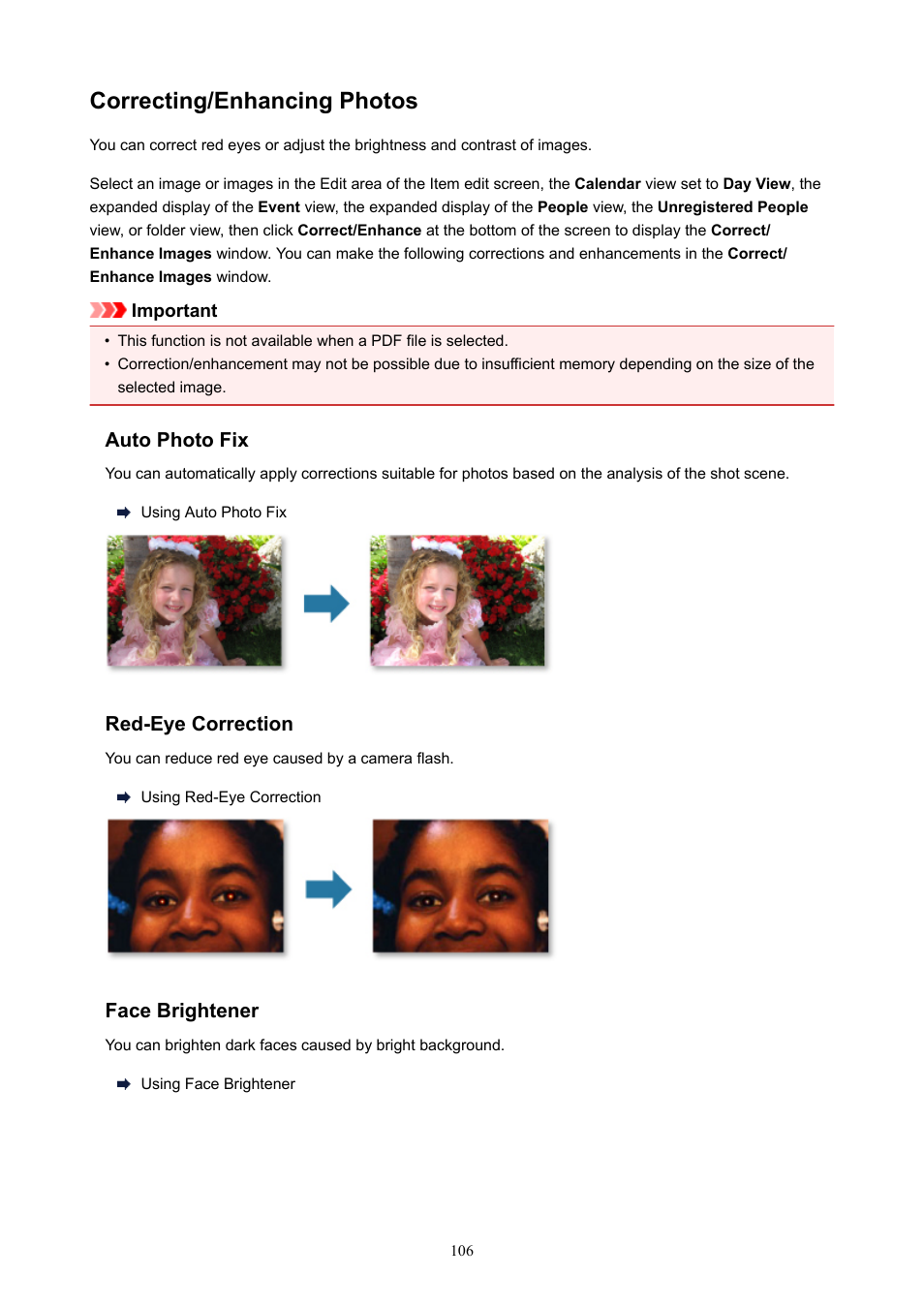 Correcting/enhancing photos | Canon PIXMA E474 User Manual | Page 106 / 115