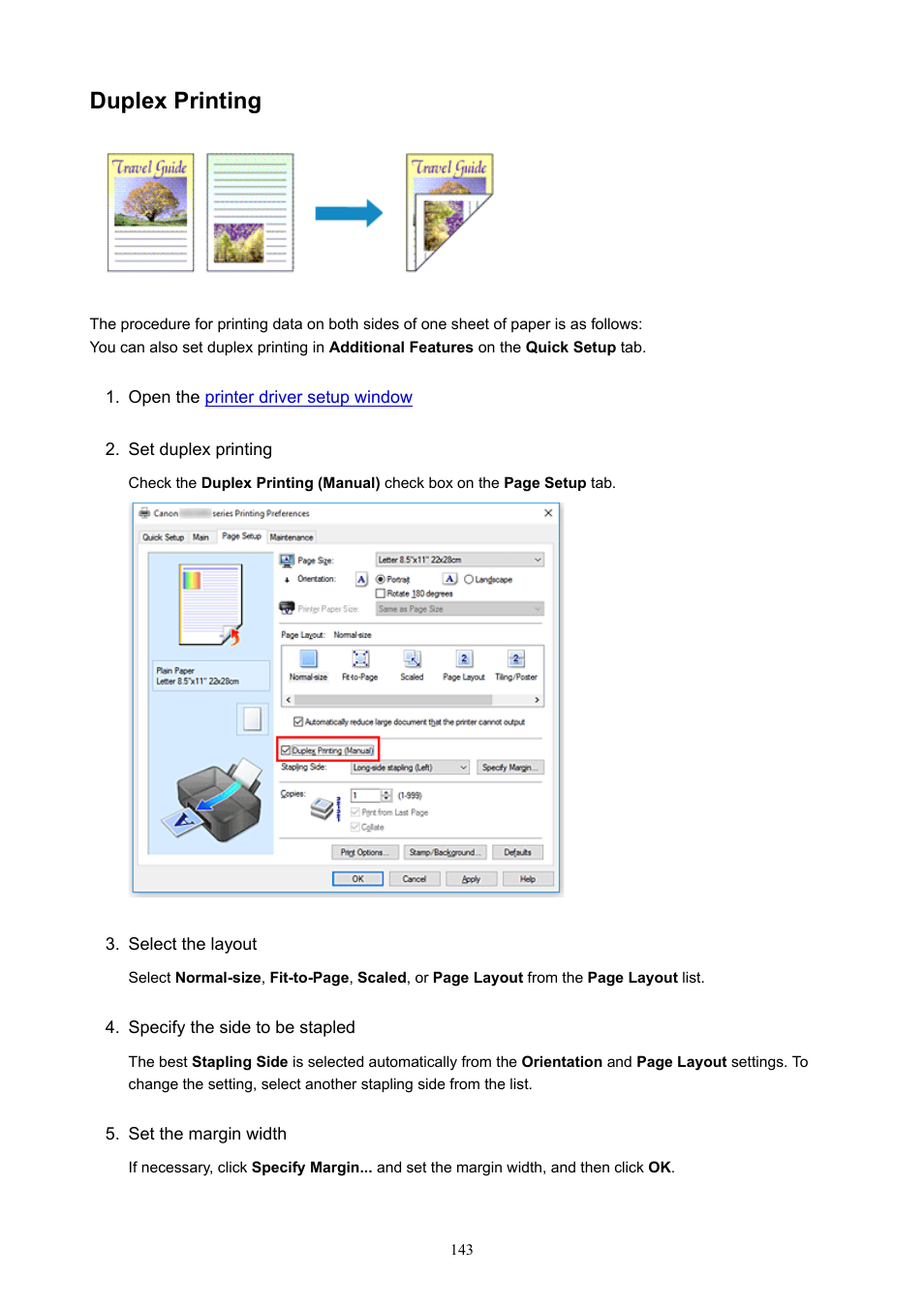 Duplex printing | Canon PIXMA E474 User Manual | Page 143 / 350