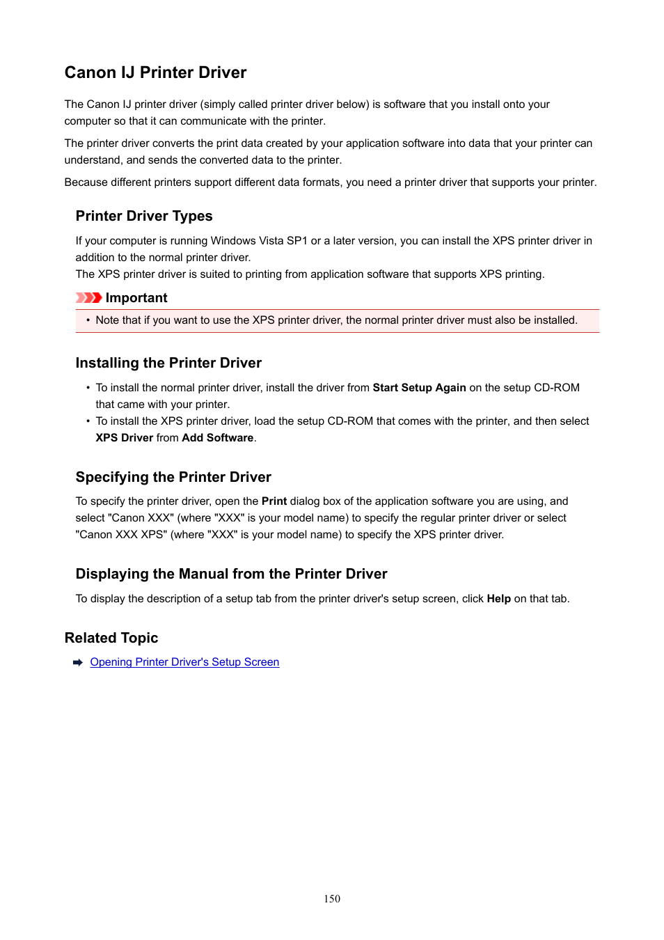 Canon ij printer driver | Canon PIXMA E474 User Manual | Page 150 / 350