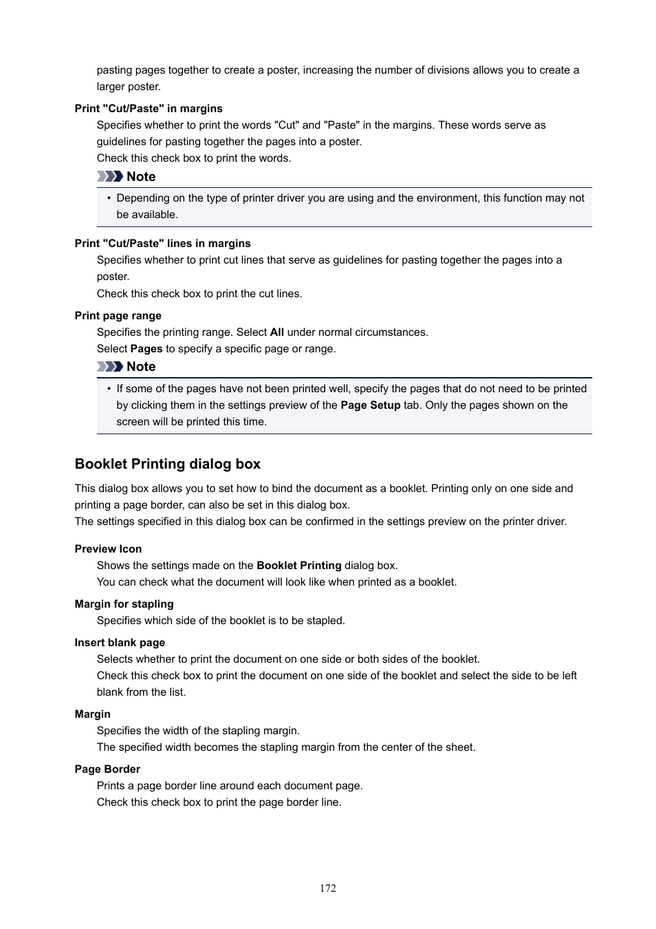 Opens the, Booklet printing dialog box | Canon PIXMA E474 User Manual | Page 172 / 350