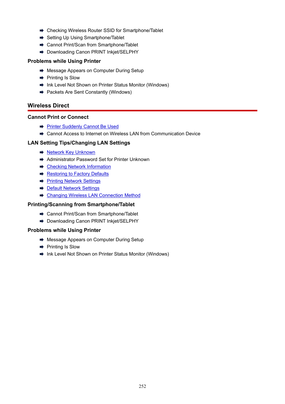 Wireless direct | Canon PIXMA E474 User Manual | Page 252 / 350