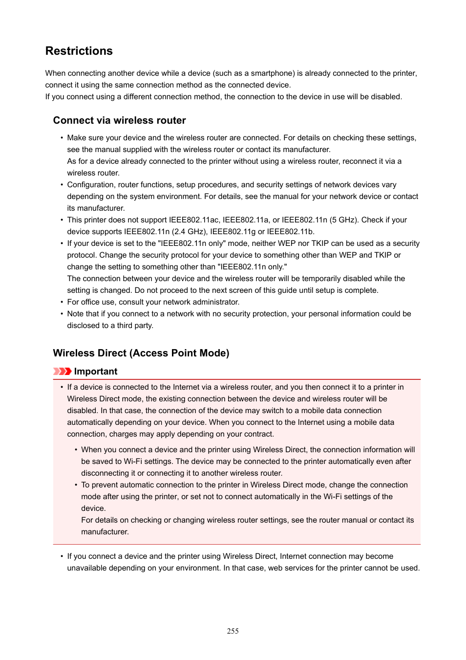 Restrictions | Canon PIXMA E474 User Manual | Page 255 / 350