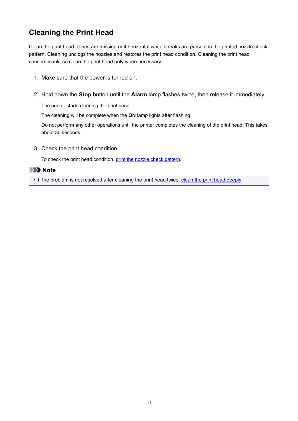 Cleaning the print head | Canon PIXMA E474 User Manual | Page 51 / 350